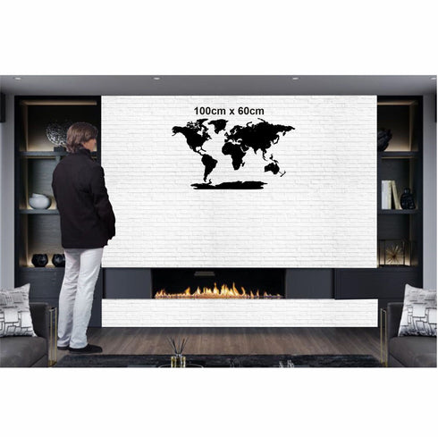 Metal World Map 5 Continents, Metal Wall Art Work, Home Office Living Room Decoration, Wall Hangings, Interior Decoration