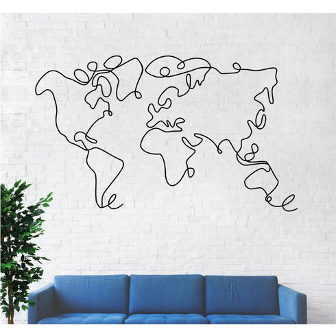 Line Wall Decor, Metal World Map Wall Art 2 Pieces, Metal Wall Decor, Home Office Decoration, Metal Wall Art, Wall Hangings