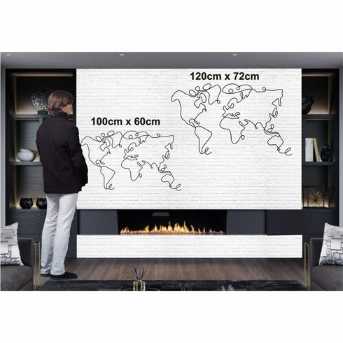 Line Wall Decor, Metal World Map Wall Art 2 Pieces, Metal Wall Decor, Home Office Decoration, Metal Wall Art, Wall Hangings