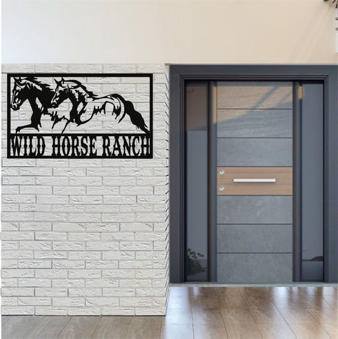 Metal Wall Art, Personalized Farmhouse Sign, Metal Horse Monogram, Metal Sign with Names, Custom Horse Decor, Metal Wall Decoration