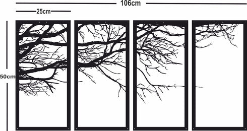 Metal Wall Decor, 4 Panels Tree of Life Decor, Metal Tree Decoration, Large Wall Hangings, Tree Sign, Home Decor, White Metal Wall Art