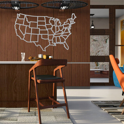 Metal World Map Wall Art, States of America Map, Metal USA Map, Metal Wall Decor, Interior Decoration, Wall Hanging, Home Living Room Decor