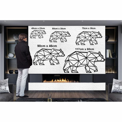 Metal Wall Art, Metal Bear Decor, Geometric Bear Wall Art, Home Office Decoration, Wildlife Lover Gift, Wall Hangings, Metal Art Work