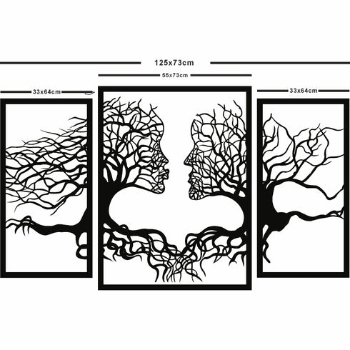 Metal Tree Wall Art, 2 Face Decor, Metal Wall Decor, 3 Pieces Wall Hangings, Metal Wall Art, Home Decoration, Tree of Life 3 Panels
