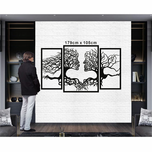 Metal Tree Wall Art, 2 Face Decor, Metal Wall Decor, 3 Pieces Wall Hangings, Metal Wall Art, Home Decoration, Tree of Life 3 Panels