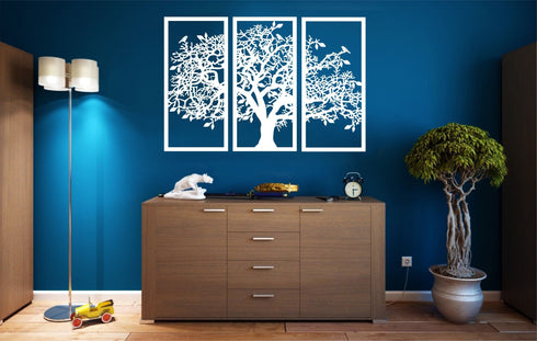 Tree of Life 3 Panels, Metal Tree Wall Art, Tree Sign, Metal Wall Decor, 3 Pieces Wall Hangings, Metal Wall Art, Home Decoration