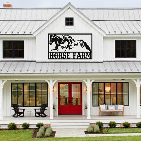 Metal Wall Art, Personalized Farmhouse Sign, Metal Horse Monogram, Metal Sign with Names, Custom Horse Decor, Metal Wall Decoration