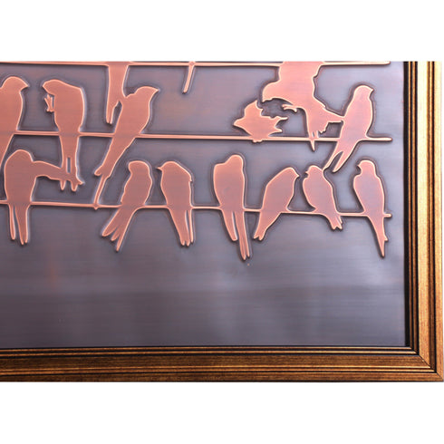Copper Relief Wall Décor, Birds Flock Wall Art, Birds on Wire, Birds Wall Art, Home Living Room Decoration, Wall Hangings, Birds Decor