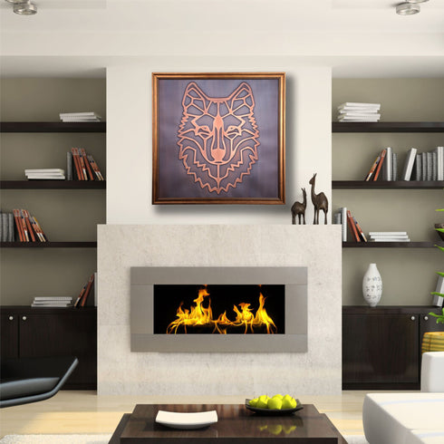 Copper Relief Wall Décor, Geometric Wolf Head Wall Art, Copper Wall Art, Home Living Room Decoration, Wall Hangings, Wolf Decor