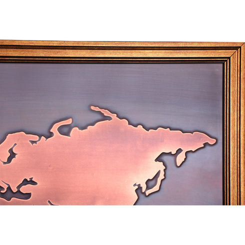 Copper Relief Wall Décor, World Map Wall Art, Copper Wall Art, Home Living Room Decoration, Continents World Map Decor