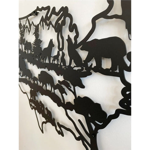 Metal Wall Decor, Animals Wall Art , Metal US Map Décor, Animal Art, Wall Hanging, Home Living Room Wall Art, Wildlife Decoration