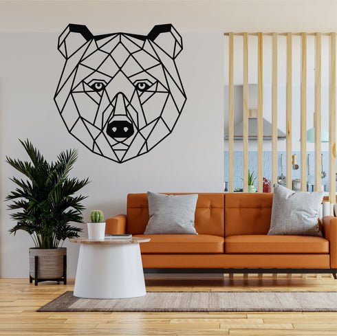 Metal Wall Art, Geometric Metal Bear Head Decor, Home Office Decoration, Wildlife Lover Gift, Wall Hangings, Bear Sign