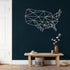 Metal World Map Wall Art, Geometric America Map, Metal USA Map, Metal Wall Decor, Interior Decoration, Wall Hanging, Home Living Room Décor