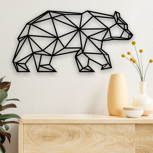 Metal Wall Art, Metal Bear Decor, Geometric Bear Wall Art, Home Office Decoration, Wildlife Lover Gift, Wall Hangings, Metal Art Work