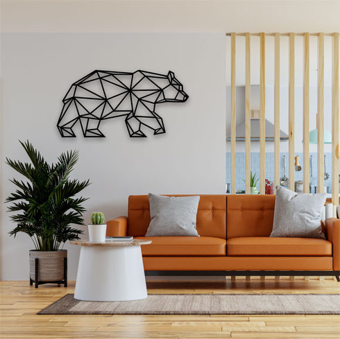 Metal Wall Art, Metal Bear Decor, Geometric Bear Wall Art, Home Office Decoration, Wildlife Lover Gift, Wall Hangings, Metal Art Work