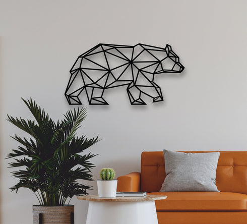 Metal Wall Art, Metal Bear Decor, Geometric Bear Wall Art, Home Office Decoration, Wildlife Lover Gift, Wall Hangings, Metal Art Work
