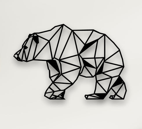 Metal Wall Art, Metal Bear Decor, Geometric Bear Wall Art, Home Office Decoration, Wildlife Lover Gift, Metal Wall Hangings