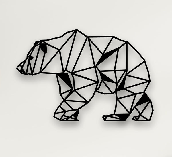 Metal Wall Art, Metal Bear Decor, Geometric Bear Wall Art, Home Office Decoration, Wildlife Lover Gift, Metal Wall Hangings