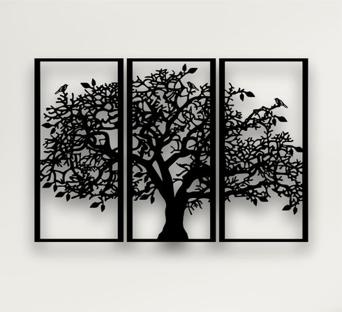 Tree of Life 3 Panels, Metal Tree Wall Art, Tree Sign, Metal Wall Decor, 3 Pieces Wall Hangings, Metal Wall Art, Home Decoration
