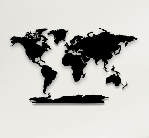 Metal World Map 5 Continents, Metal Wall Art Work, Home Office Living Room Decoration, Wall Hangings, Interior Decoration