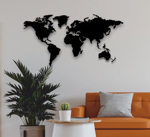 Metal World Map Continents, Metal Wall Art, Home Office Decoration, Wall Hangings, Entryway Interior Decor, Metal Wall Decor
