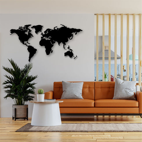 Metal World Map Continents, Metal Wall Art, Home Office Decoration, Wall Hangings, Entryway Interior Decor, Metal Wall Decor