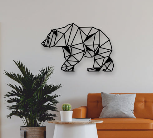 Metal Wall Art, Metal Bear Decor, Geometric Bear Wall Art, Home Office Decoration, Wildlife Lover Gift, Metal Wall Hangings