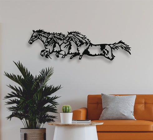 Metal Wall Art, Metal Horse Art, Farmhouse Decor, Horse Family Sign, Metal Wall Decoration, Home Living Room Entryway Decor, Wall Hangings