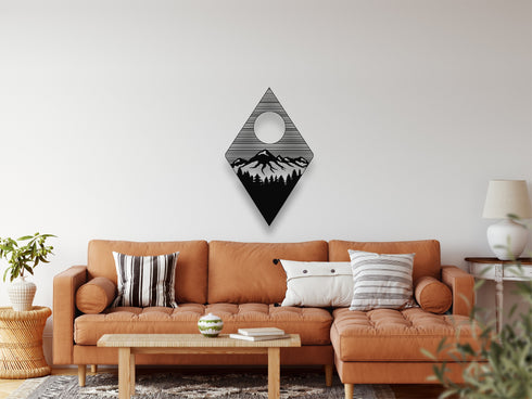 Metal Wall Art, Triangle Mountain And Sun ,Home Decoration ,Wall Sculpture, Metal Wall Art, Interior Decoration,Indoor Outdoor Hangings,