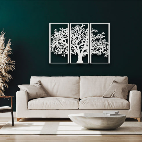 Metal Tree Wall Art, Tree of Life 3 Panels, Tree Sign, Metal Wall Decor, 3 Pieces Wall Hangings, Metal Wall Art, Home Living Room Decoration