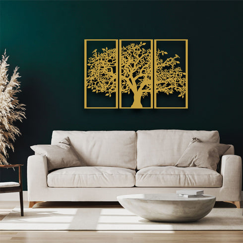 Metal Tree Wall Art, Tree of Life 3 Panels, Tree Sign, Metal Wall Decor, 3 Pieces Wall Hangings, Metal Wall Art, Home Living Room Decoration