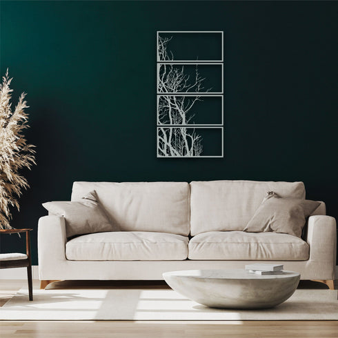 Metal Wall Art, 4 Panels Tree of Life Decor, Metal Tree Decoration, Wall Hangings, Tree Sign, Home Decor, Metal Wall Decor, Vertical Design