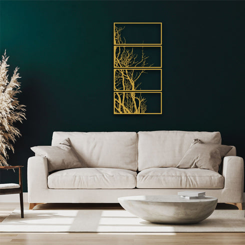 Metal Wall Art, 4 Panels Tree of Life Decor, Metal Tree Decoration, Wall Hangings, Tree Sign, Home Decor, Metal Wall Decor, Vertical Design