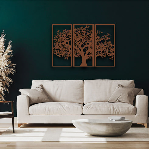 Metal Tree Wall Art, Tree of Life 3 Panels, Tree Sign, Metal Wall Decor, 3 Pieces Wall Hangings, Metal Wall Art, Home Living Room Decoration