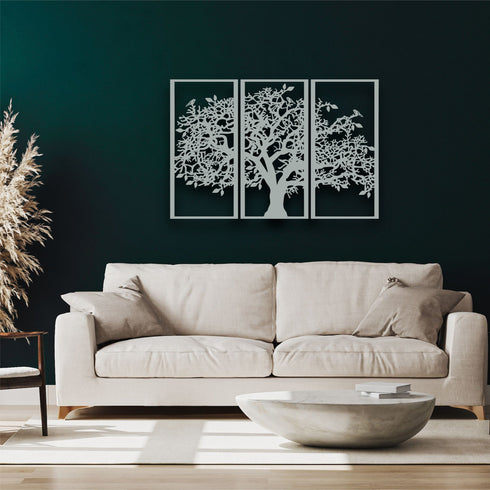 Metal Tree Wall Art, Tree of Life 3 Panels, Tree Sign, Metal Wall Decor, 3 Pieces Wall Hangings, Metal Wall Art, Home Living Room Decoration