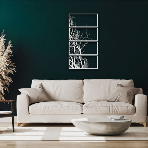 Metal Wall Art, 4 Panels Tree of Life Decor, Metal Tree Decoration, Wall Hangings, Tree Sign, Home Decor, Metal Wall Decor, Vertical Design