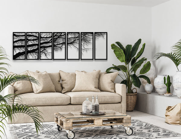 Metal Wall Art, Large Tree of Life Decor, Metal Tree Decoration, Branch Wall Hangings, Home Wall Decor, 5, 6, 7 Panels and Color Option