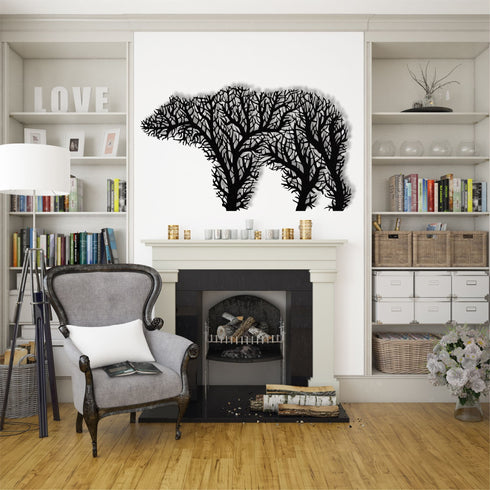Metal Wall Art, Metal Bear Decor, Geometric Bear Tree Wall Art, Home Office Decoration, Wildlife Lover Gift, Wall Hangings, Metal Wall Sign