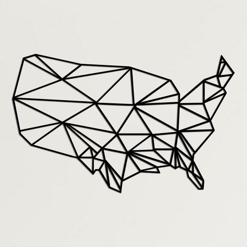 Metal World Map Wall Art, Geometric America Map, Metal USA Map, Metal Wall Decor, Interior Decoration, Wall Hanging, Home Living Room Décor