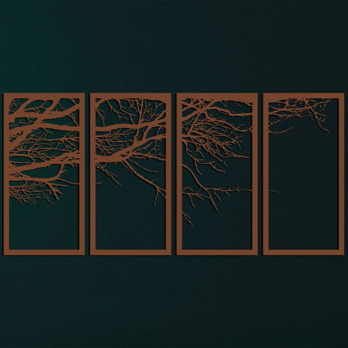 Metal Wall Art, 4 Panels Tree of Life Decor, Metal Tree Decoration, Large Wall Hangings, Tree Sign, Home Decor, Metal Wall Decor Bronze