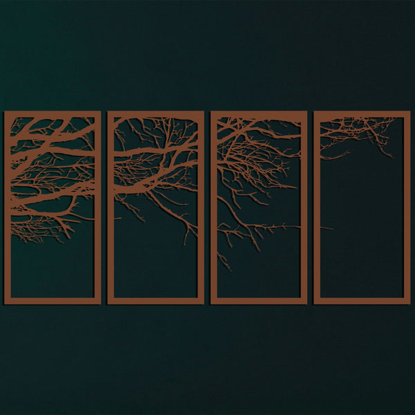 Metal Wall Art, 4 Panels Tree of Life Decor, Metal Tree Decoration, Large Wall Hangings, Tree Sign, Home Decor, Metal Wall Decor Bronze