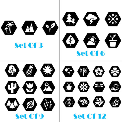 Hexagon Metal Wall Art, Nature, Plants and Tree Wall Signs, Living Room Decoration, Metal Wall Hangings, Home Decor, Metal Wall Decor Sets