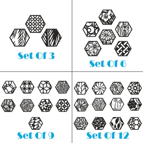 Hexagon Metal Wall Art, Floral and Geometric Wall Signs, Living Room Decoration, Metal Wall Hangings, Home Decor, Metal Wall Decor Sets