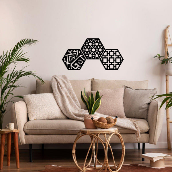 Hexagon Metal Wall Art, Geometric Wall Signs, Living Room Decoration, Metal Wall Hangings, Home Decor, Metal Wall Decor Sets